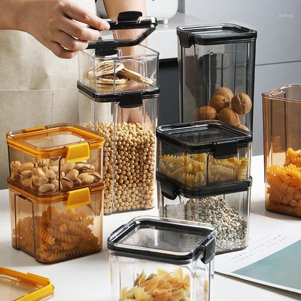 

storage bottles & jars airtight food container stackable kitchen sealed jar for cereal flour sugar dried fruit transparent tank