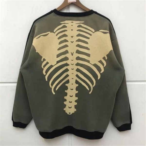 

men's hoodies & sweatshirts kapital autumn and winter women's three color old splicing broken skeleton printing plush loose pullo, Black