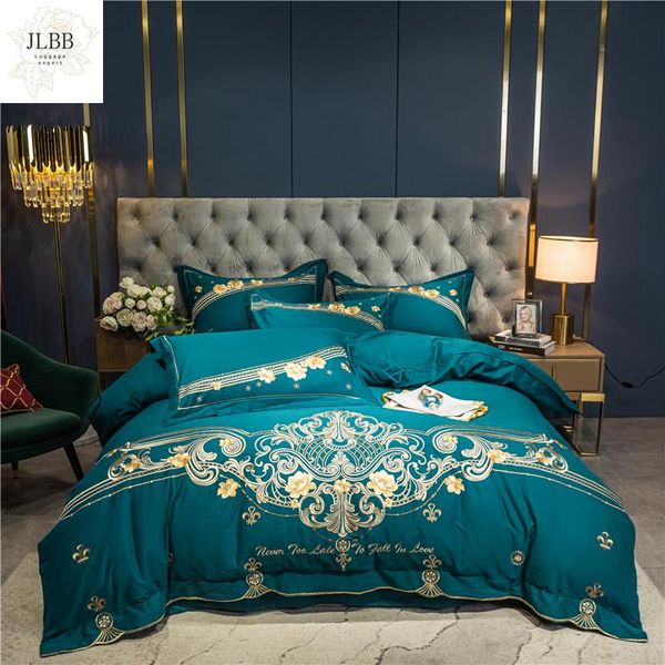 

bedding sets luxury gold bloom flower embroidery 100s egyptian cotton hyaluronic acid set  king duvet cover bed sheet pillowcase