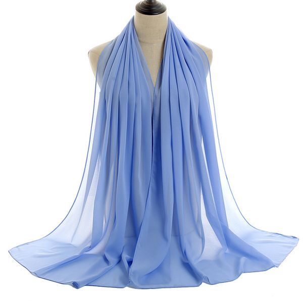 

pearl chiffon scarf pure color women scarf 180 x 70cm 211133, Blue;gray
