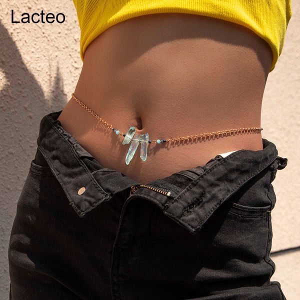 

lacteo bohemian natural stone decoration wiast chain for women 2021 fashion o shape single layer body chain jewelry gifts p0811, Silver
