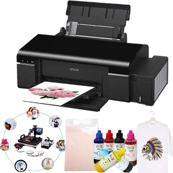 

printers a4 printer l805 t-shirt printing machine with rip software+ 6*70ml sublimation ink+ 100pcs paper
