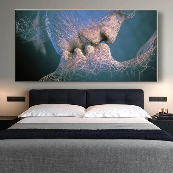 

paintings black love kiss home decoration living room modular poster without frame painted on casual art canvas abstract artwork