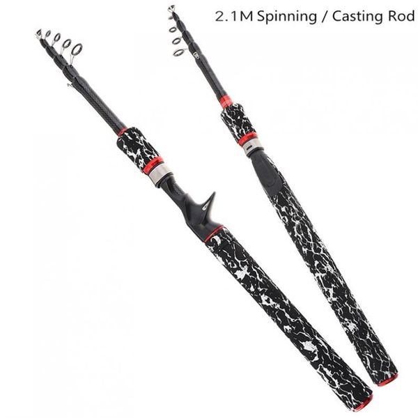 

2.1m camouflage& black 6 section carbon fiber lure fishing rod ultra light spinning / casting pole boat rods