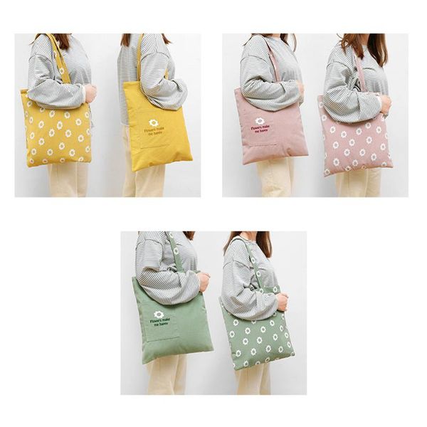 

storage bags double-sided dual-purpose handbag cotton and linen pocket shopping bag sundries uacr home