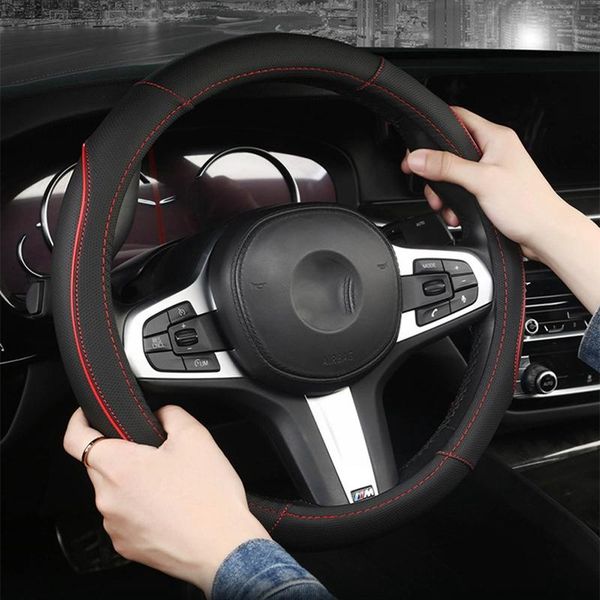 

steering wheel covers universal microfiber pu leather car anti-slip breathable cover steering-wheel accessories