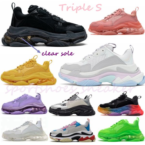 

new black triple s trainer pairs clesr sole 17fw men women casual shoes all over the logo bright red blue white grey colorful sports shoe tr
