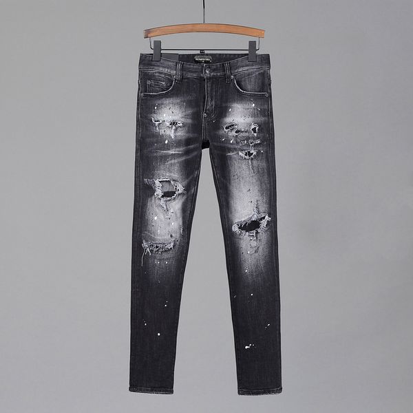

dsq phantom turtle men's jeans mens italian designer jeans skinny ripped cool guy causal hole denim fashion brand fit jeans men washed, Blue