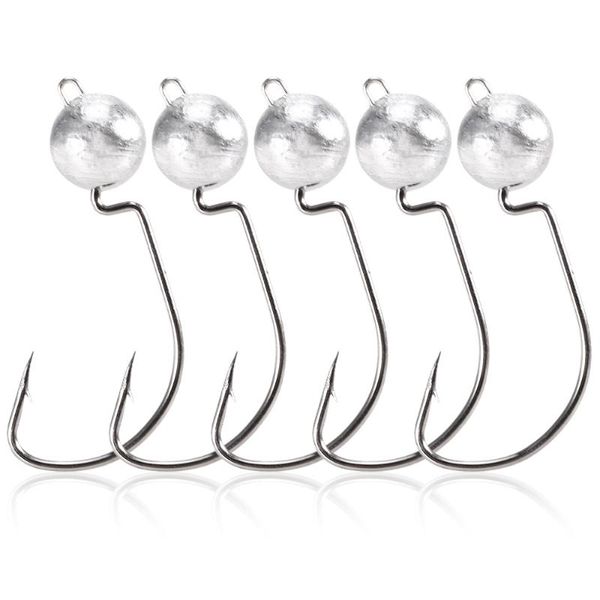 

fishing hooks 5pcs jig set 3g/5g/7g/10g barbed hook soft lure jigging worm carp tackle pesca