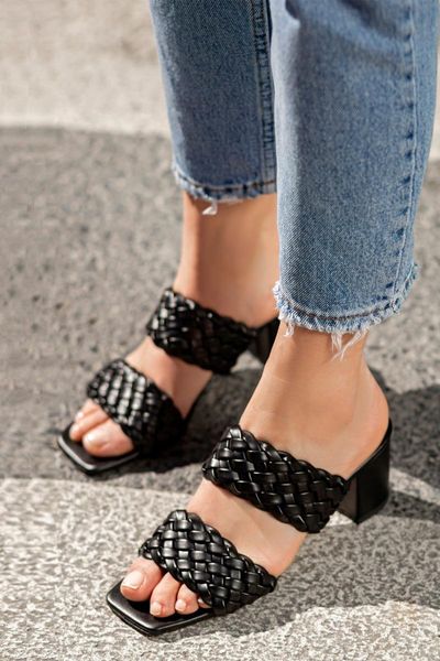 

slippers black leather women happy