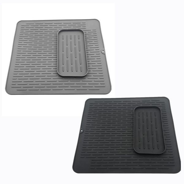 

mats & pads 2 pcs rectangular silicone placemat kitchen non-slip pad pot holder