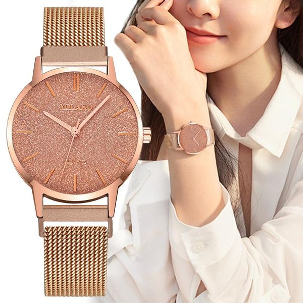 

wristwatches fashion watch magnetic clasp creative frosted literal three-needle casual quartz women's, Slivery;brown