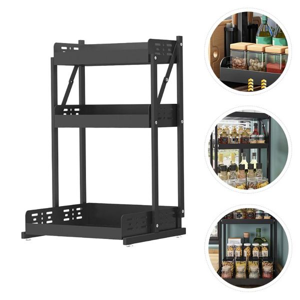 

hooks & rails carbon steel storage organizer kitchen deskshelf foldable seasoning accessory