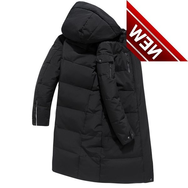 

men's down coat cross border work long over the knee upset elderly outdoor jacket, Black