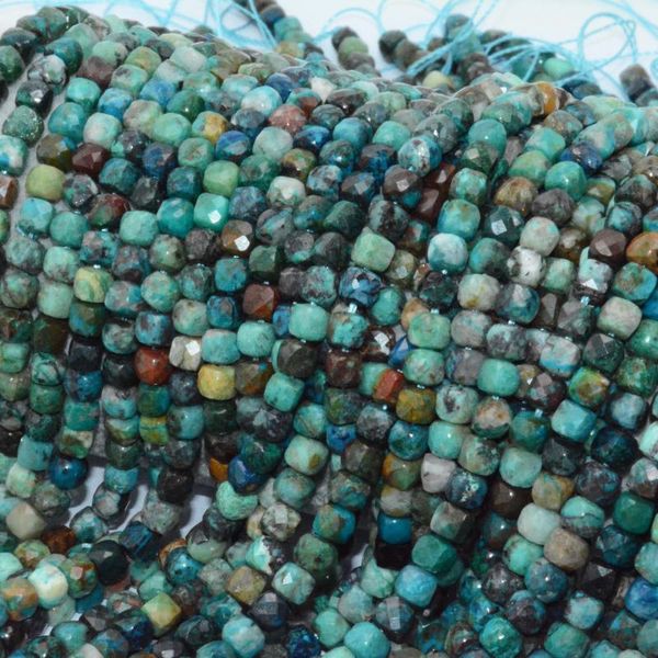 

other natural chrysocolla faceted irregular cube bead 4.5-4.8mm