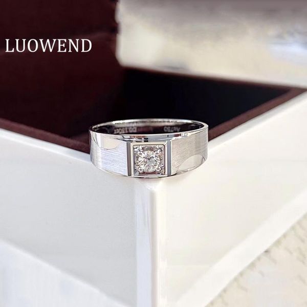 

cluster rings luowend 18k white gold ring fashion man natural diamond for men wedding party fine jewelry customize, Golden;silver