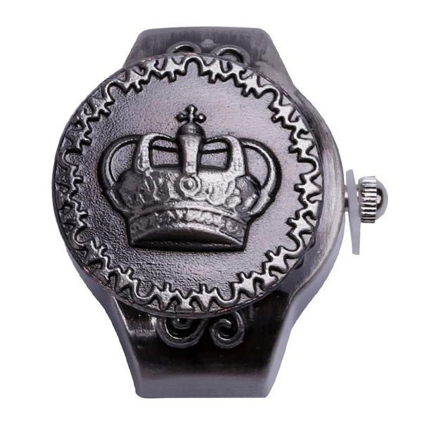 

cluster rings 2 pcs 2021 creative lady girl steel round elastic quartz finger ring watches, Golden;silver