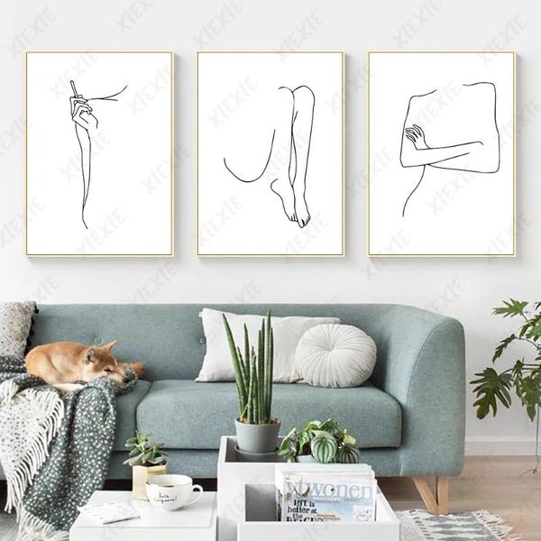 

paintings minimalist canvas painting female body line wallpaper poster art print elegant personality craft picture for home bedroom decor