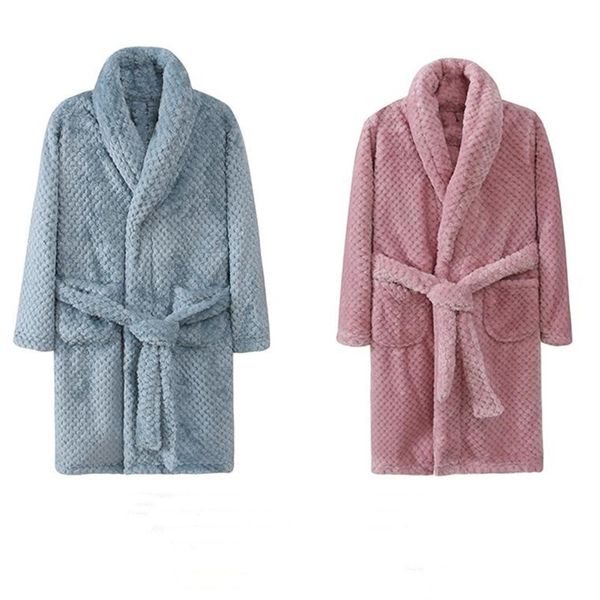 

autumn winter kids sleepwear robe boys flannel warm bathrobe girls 4-18 years teenagers children pajamas baby teen jacket coat 210915, Blue;red