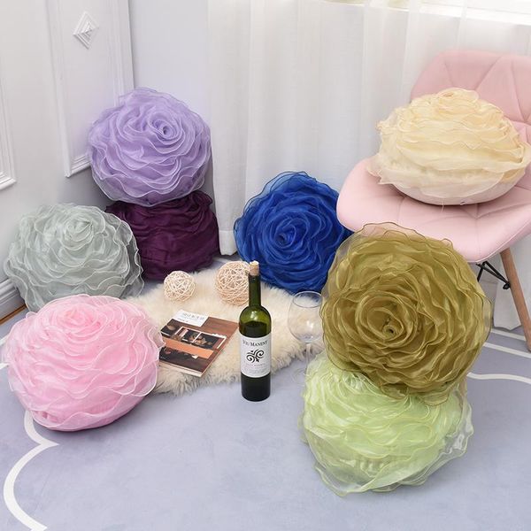

cushion/decorative pillow 10 elegant 3d yarn rose pillows romantic flower sofa cushion bed wedding decor valentine's day gift