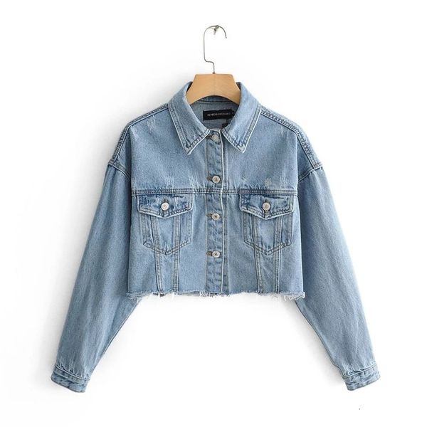 

2021 new women's denim short sleeve straight lapel wool jacket, double pockets, loose, long spring autumn series jmwx, Black;brown