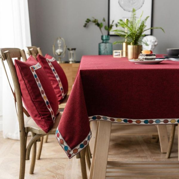 

table cloth modern simple solid color tablecloth waterproof oil-proof rectangular tablecloths embroidered macrame home decor cover