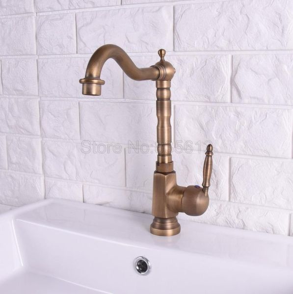 

bathroom sink faucets basin 360 swivel spout faucet antique brass single handle hole vessel deck mounted mixer taps wssf113