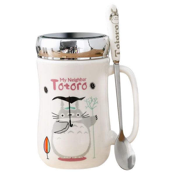 

mugs cartoon cute creative mug ceramic cup with lid spoon large capacity office couple coffee