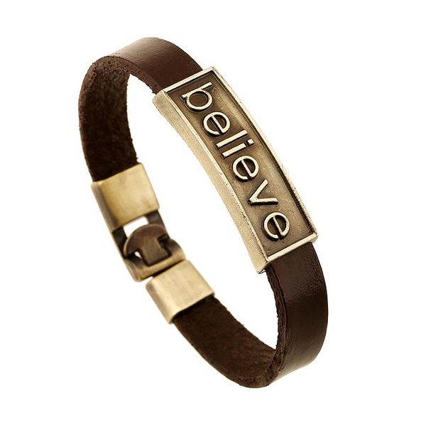 

link, chain believe confidence bracelet european and american jewelry vintage letter, Black