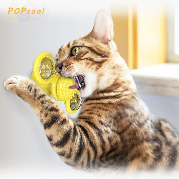 

cat toys pet turntable windmill whirling ball catnip toy kitten interactive puzzle teasing funny cats hair brush