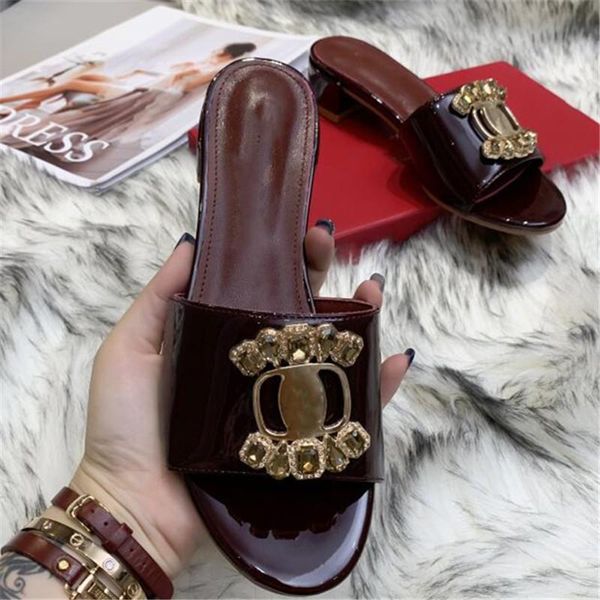 

brand slippers women summer outdoors shoes ladies open toe slides crytal flip flops females mid heel footwears, Black