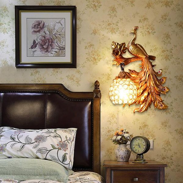 

nordic luxury bedroom festival art decor resin wall lamp retro gold vanity decorations for indoor sconce mirror lights