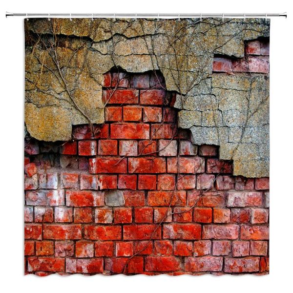 

shower curtains old wall bathroom curtain frabic waterproof polyester personality bath with hooks decoration screen