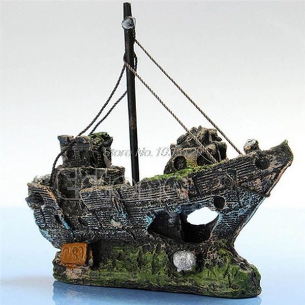 

wreck sunk ship aquarium ornament sailing boat destroyer fish tank cave decor resin landscaping decoration dropship decorations