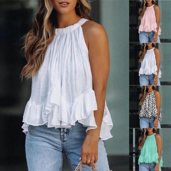 

women's t-shirt women solid color loose summer sleeveless round neck for dating 2021 fashion street wear white plus size
