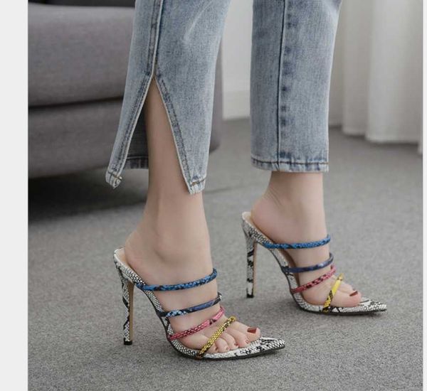 

slippers sandals women' s fashion breathable concise heels shoes genuine leather women bling, Black