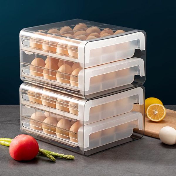 

storage bottles & jars 1pc 32-grids double-layer egg box compartment tray fresh-keeping box, for home