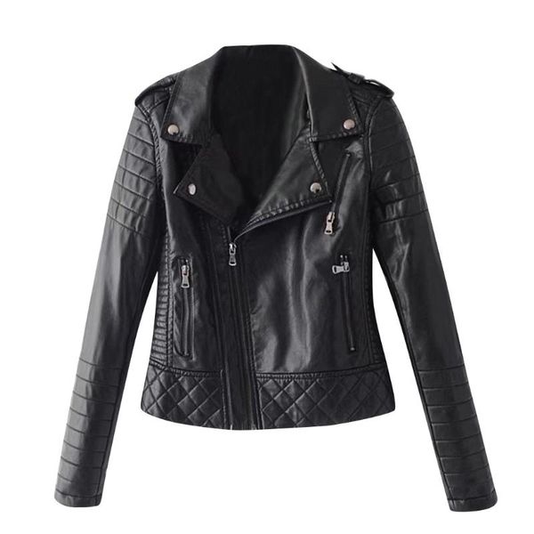 

women's jackets 2021 autumn women black slim cool lapel lady pu leather sweet female zipper faux femme outwear coat plus size 5 colors, Black;brown