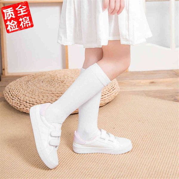 

white high tube socks, children's cotton summer stockings, black college style dance over the knee socks c330 y1119, Black;white