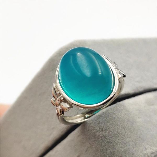 

cluster rings 16x13mm natural green amazonite adjustable ring gemstone woman man rare clear beads 925 sterling silver, Golden;silver