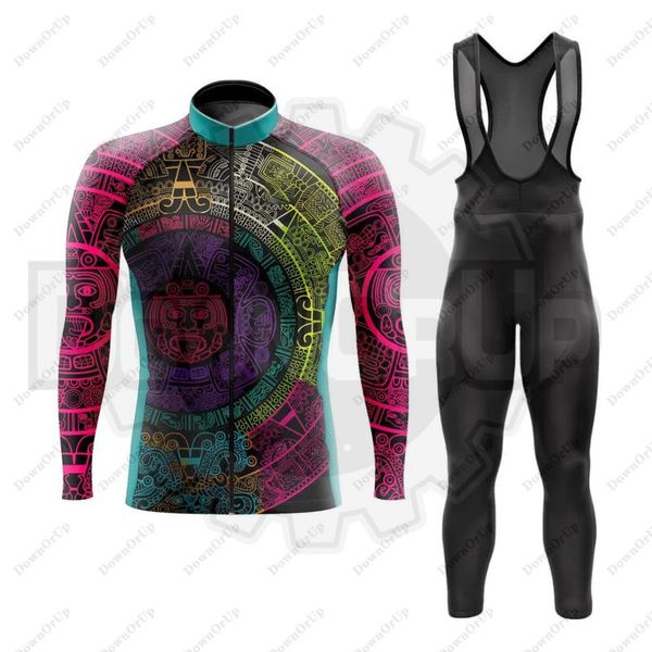 

racing sets mexico men's long sleeve cycling jersey set bib mtb pants winter/thin bike clothing maillot ropa ciclismo hombre, Black;blue