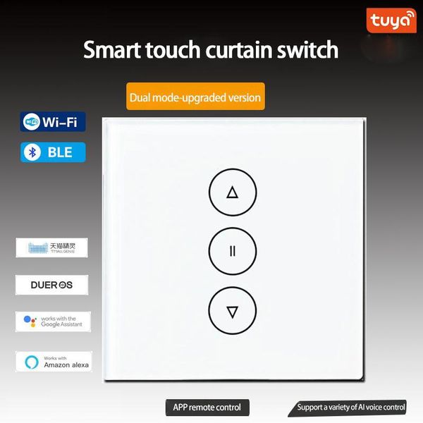 

smart home control wifi bluetooth-compatible touch curtain switch tuya app remote voice with alexa google dual-mode eu switches