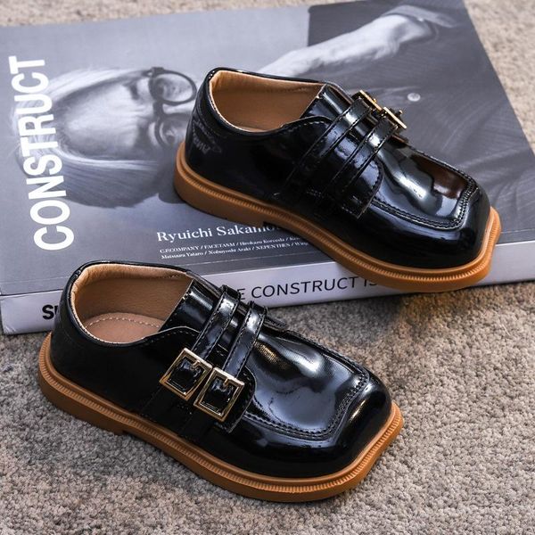 

kids shoes for girl princess party school mary jane girls sandalia infantil menina children leather black fashion flat, Black;grey