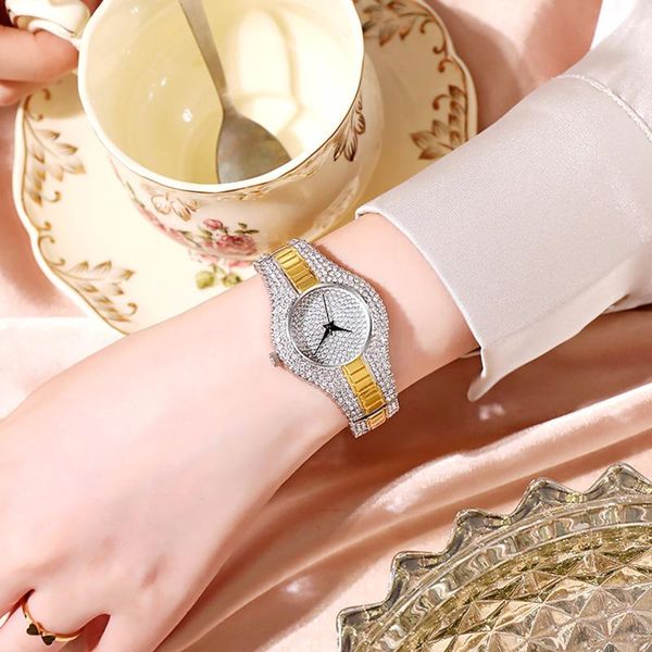 

wristwatches luxury diamond full fashion watch european style ladies, Slivery;brown