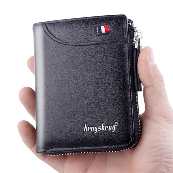 

short men wallets fashion new card purse multifunction organ leather wallet for male zipper wallet with coin pocket, Red;black