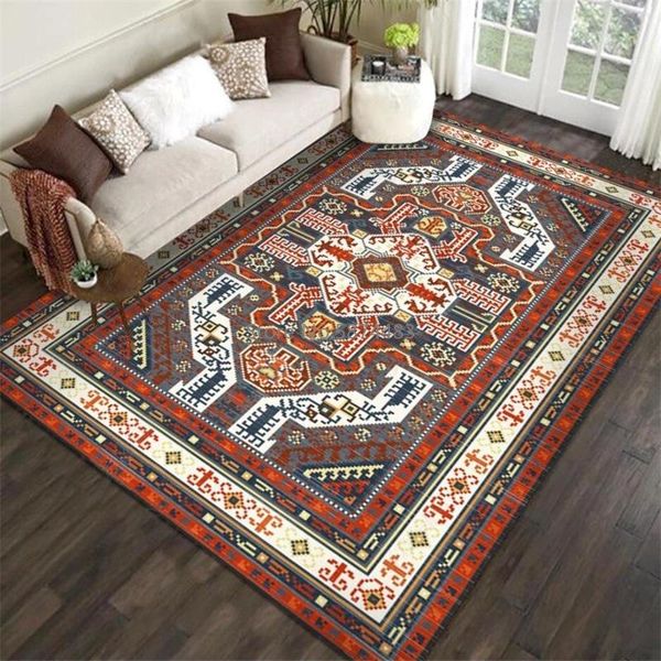 

american retro persian geometric ethnic style red gray living room bedroom kitchen bedside carpet floor mats carpets