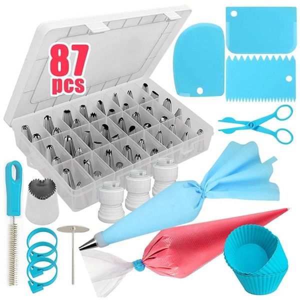 

87pcs/set rose pastry nozzles cake decorating tools flower icing piping nozzle cream cupcake tips baking accessories &