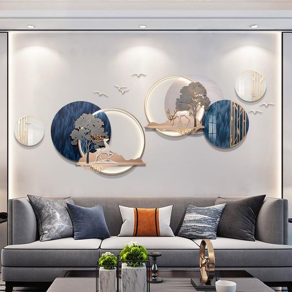 

wall stickers nordic wrought iron round landscape painting office store club mural decoration home livingroom sticker ornaments