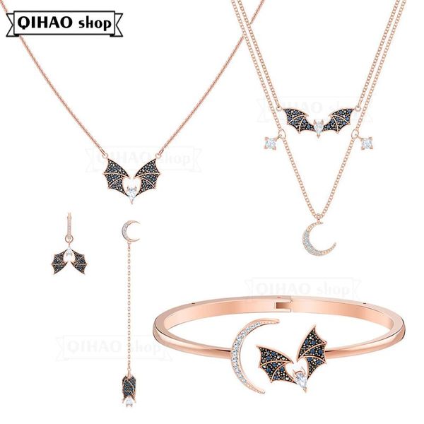 

chains 2021 fashion jewelry swa asymmetric exquisite bat pattern crystal autumn and winter women's necklace, Silver