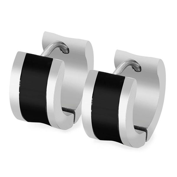 

hoop & huggie dolaime stainless steel rock piercing round stud earrings for men black silver color ear jewellry ge722, Golden;silver